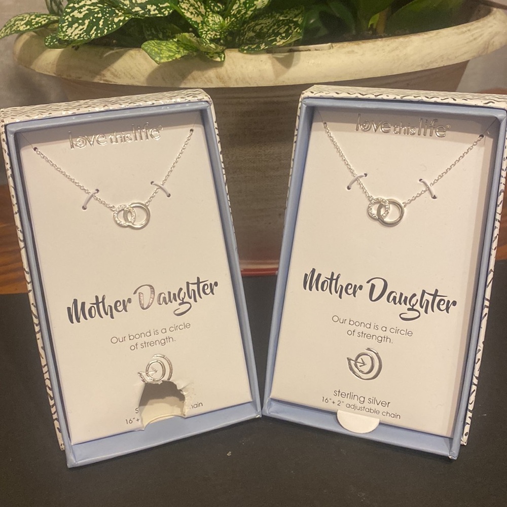 2 Mother/Daughter Sterling Silver “Our bond is a circle of strength,” necklaces